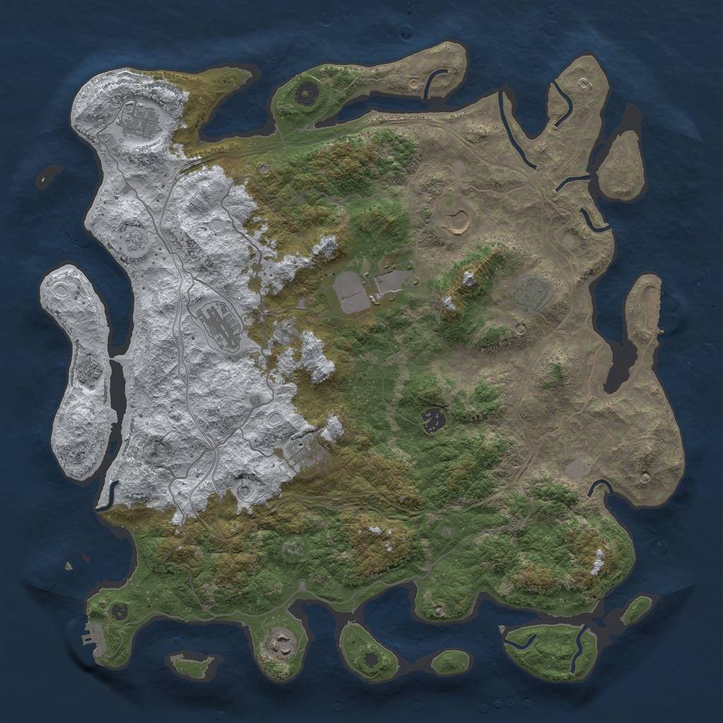 Rust Map: Procedural Map, Size: 4500, Seed: 45531004, 18 Monuments