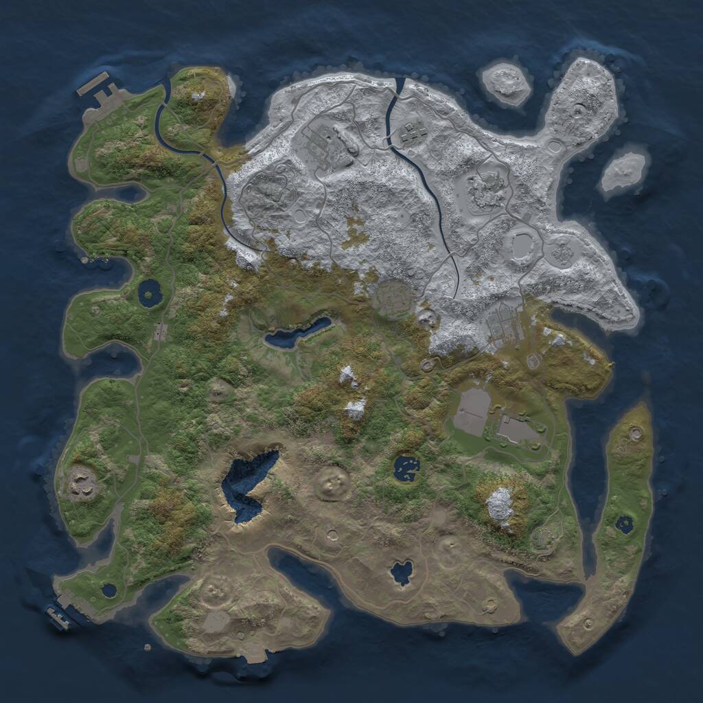 Rust Map: Procedural Map, Size: 4000, Seed: 784541, 14 Monuments