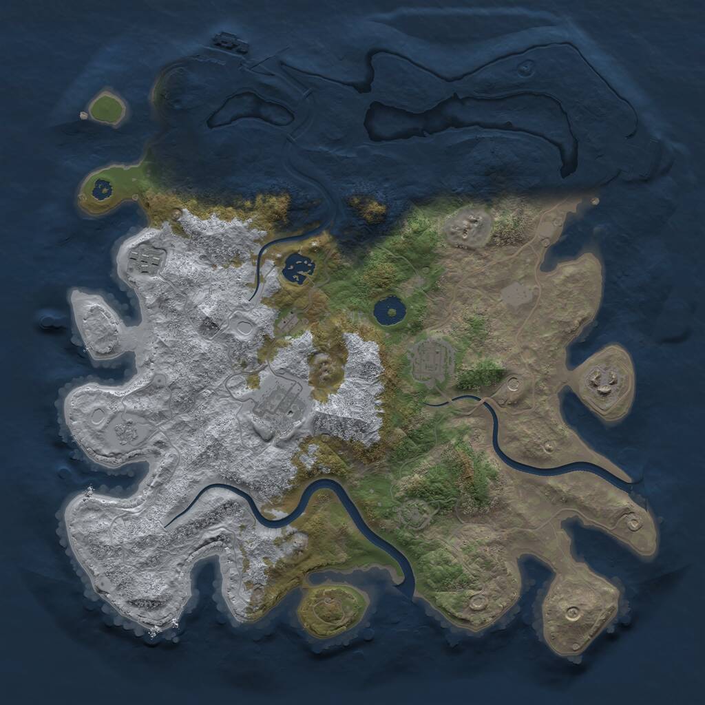 Rust Map: Procedural Map, Size: 3500, Seed: 345218025, 11 Monuments