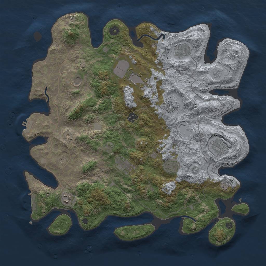 Rust Map: Procedural Map, Size: 4000, Seed: 1584203569, 17 Monuments