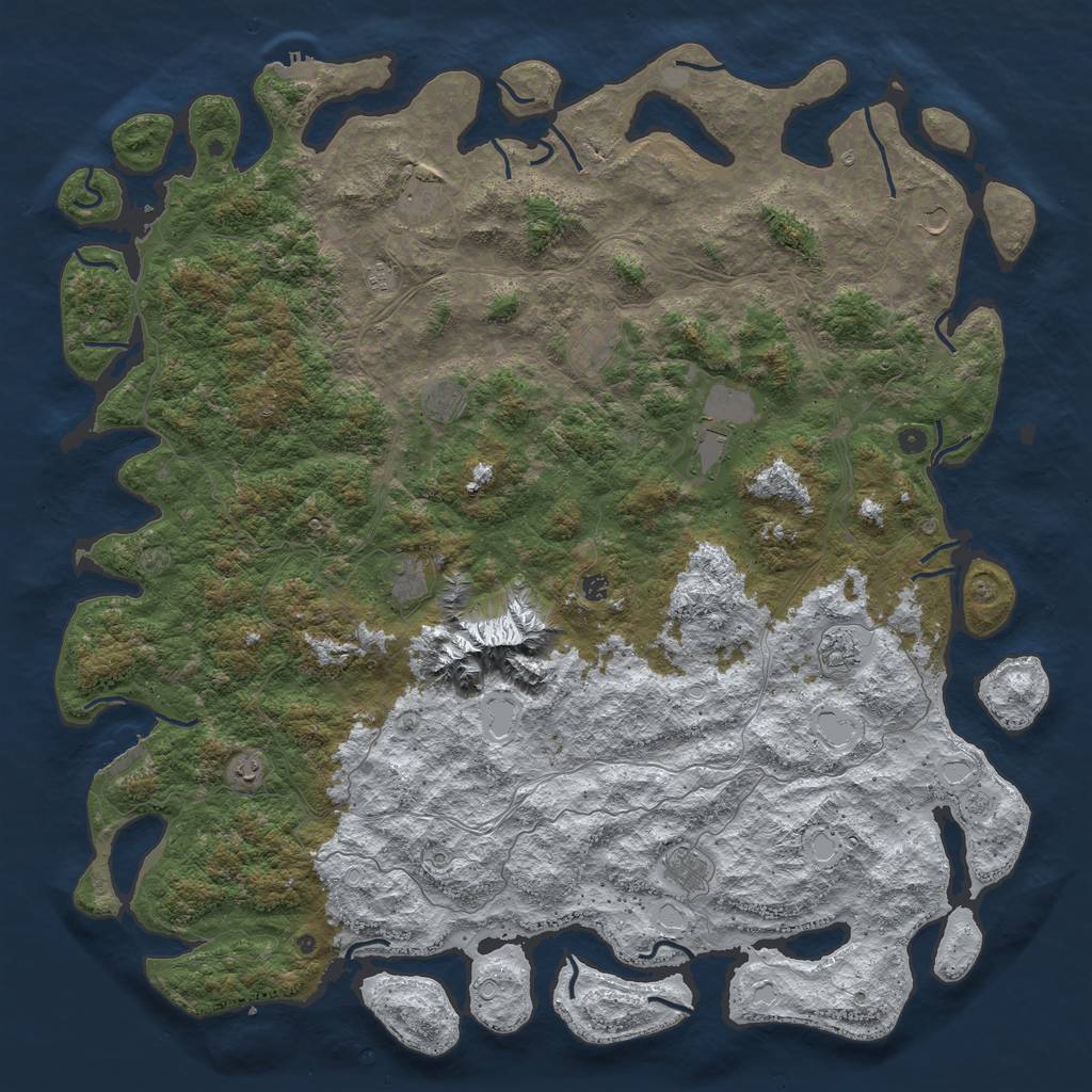 Rust Map: Procedural Map, Size: 6000, Seed: 607498804, 20 Monuments