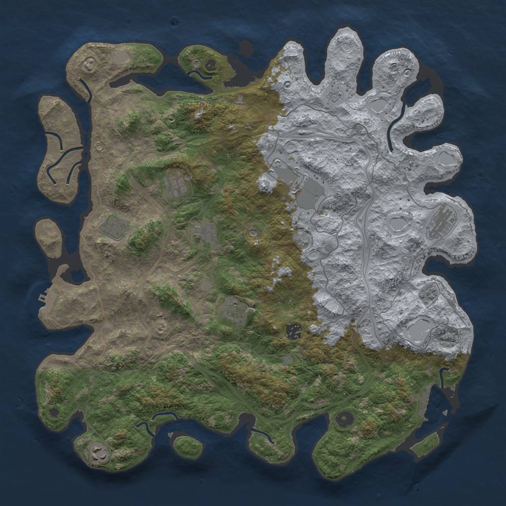 Rust Map: Procedural Map, Size: 4500, Seed: 20633, 16 Monuments