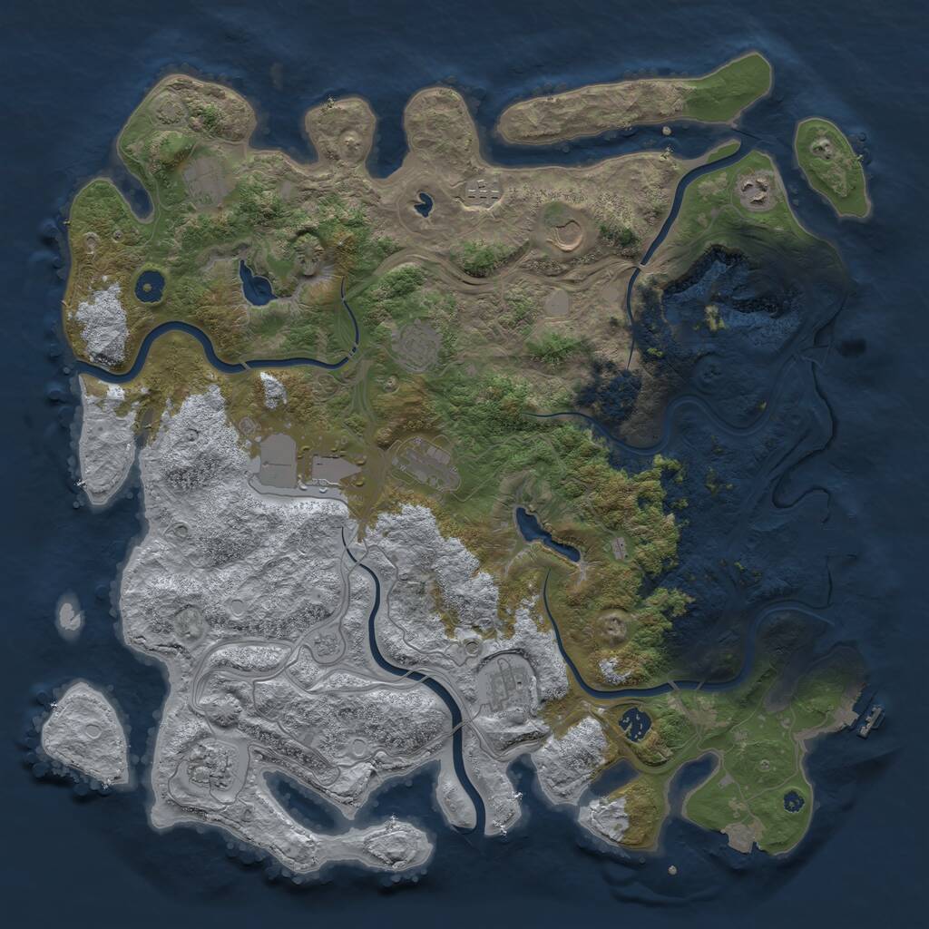 Rust Map: Procedural Map, Size: 4500, Seed: 907351282, 16 Monuments