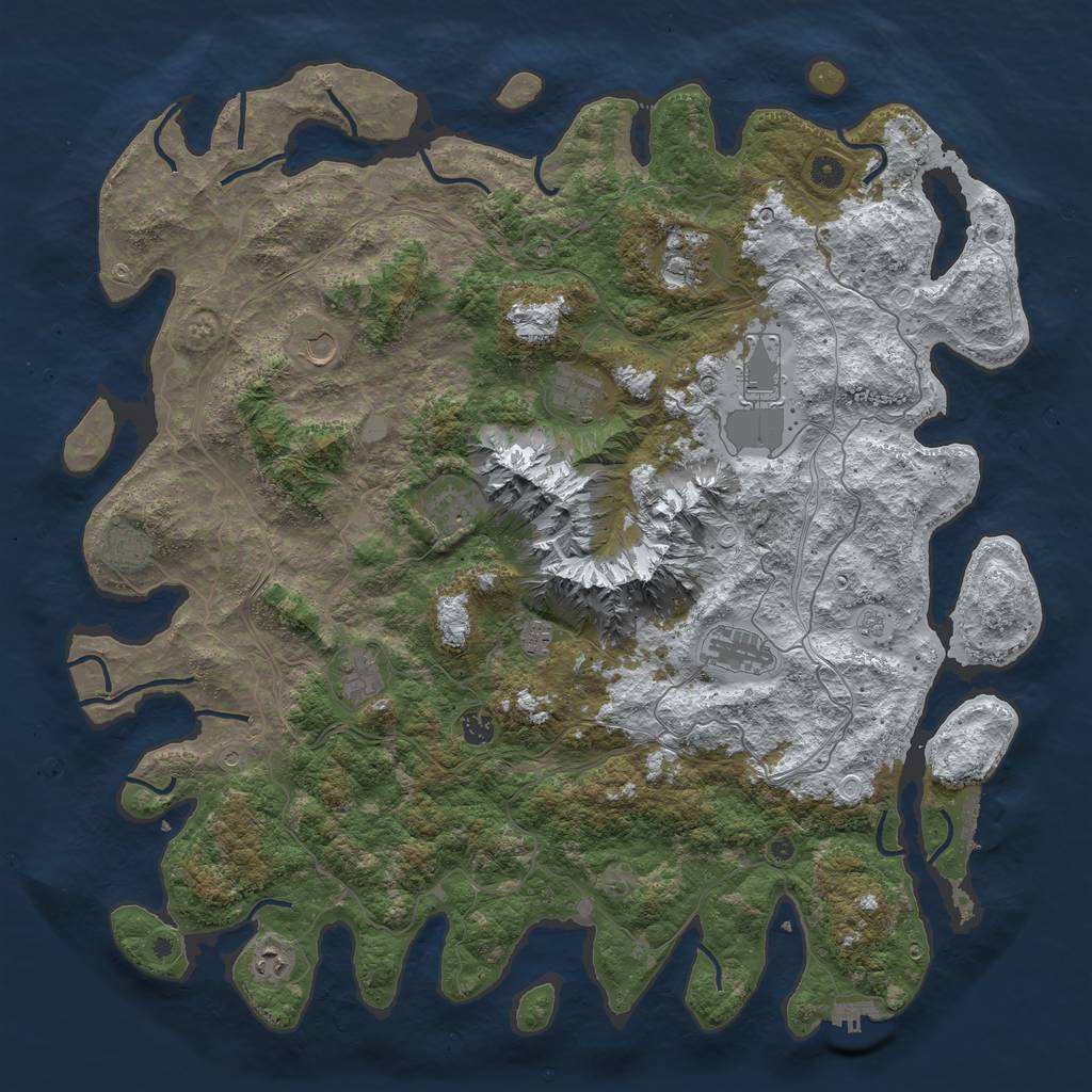 Rust Map: Procedural Map, Size: 5000, Seed: 966581228, 20 Monuments