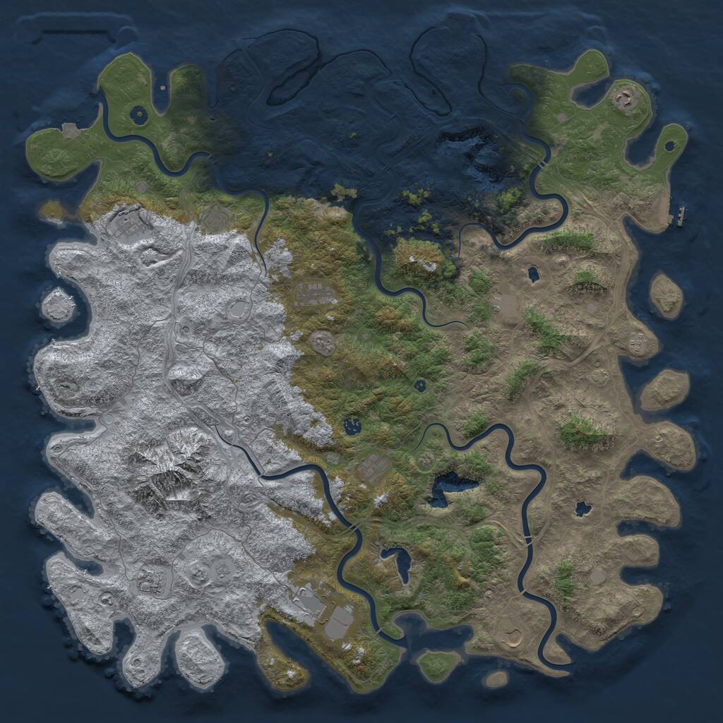 Rust Map: Procedural Map, Size: 6000, Seed: 2025324733, 17 Monuments