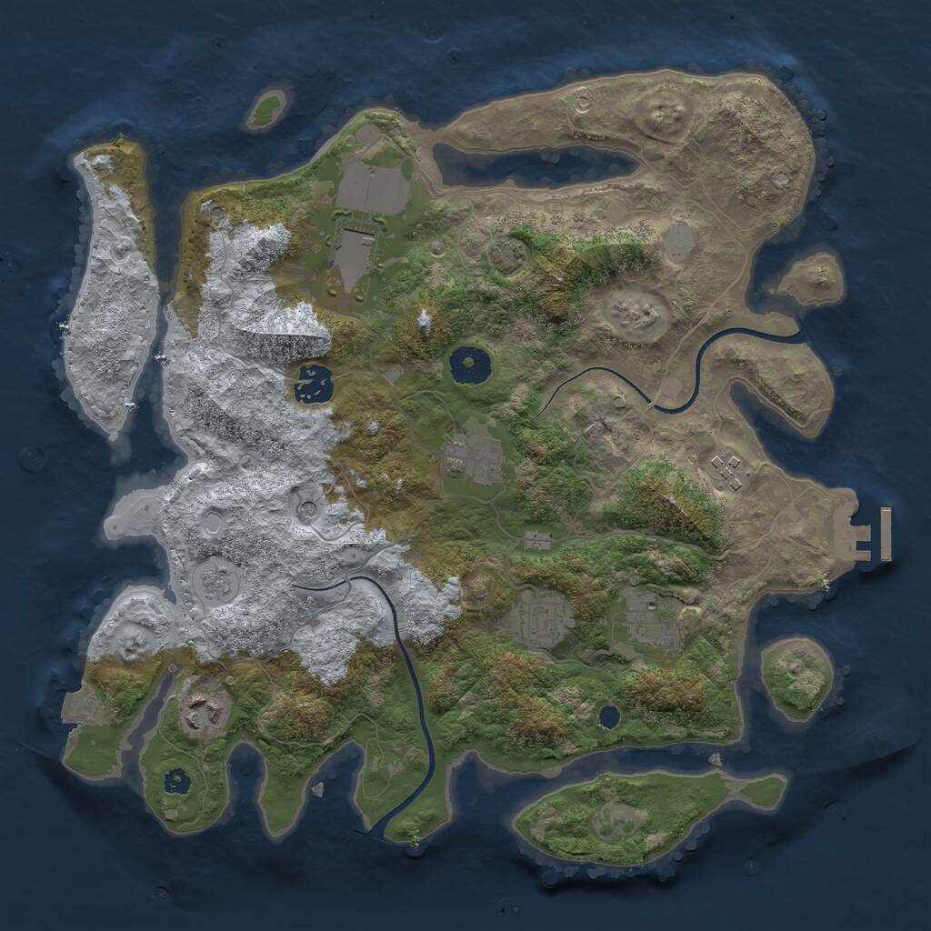 Rust Map: Procedural Map, Size: 3500, Seed: 176929040, 12 Monuments