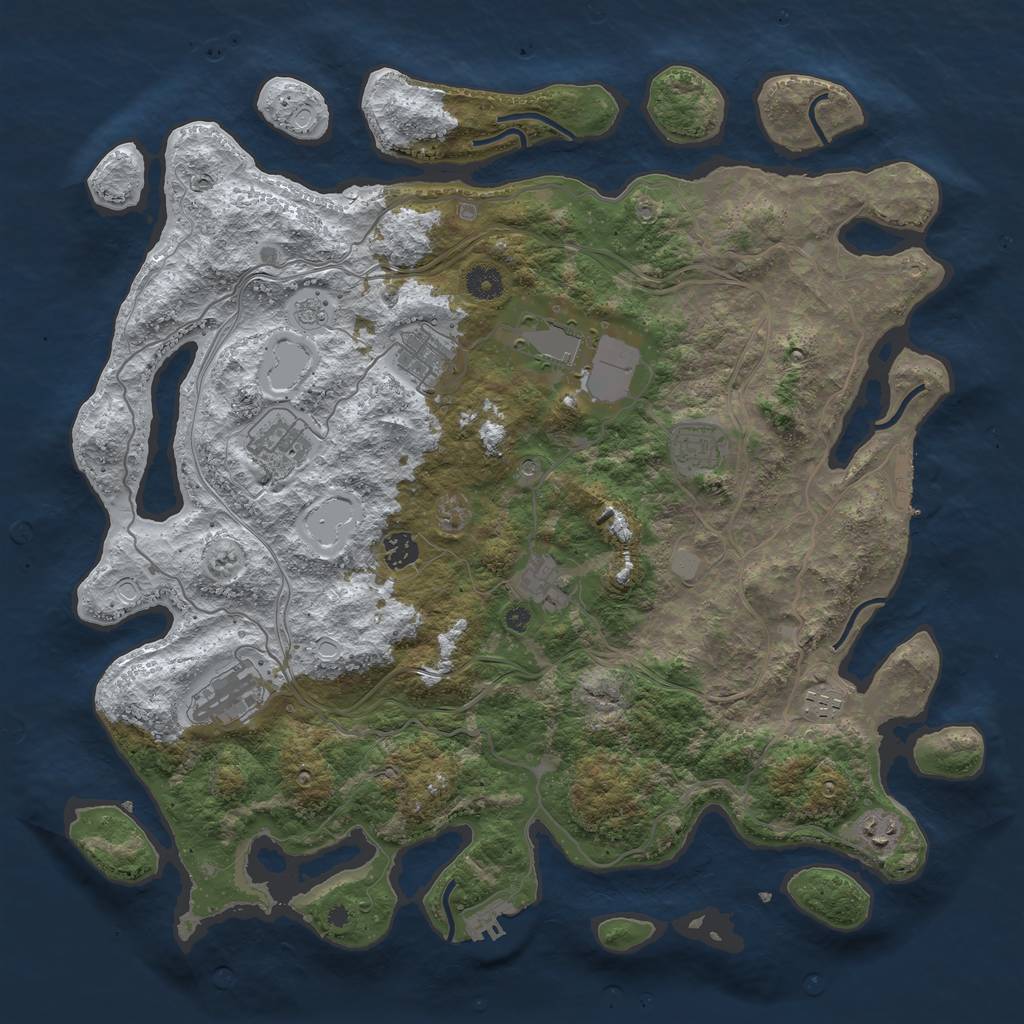 Rust Map: Procedural Map, Size: 4250, Seed: 956726584, 18 Monuments