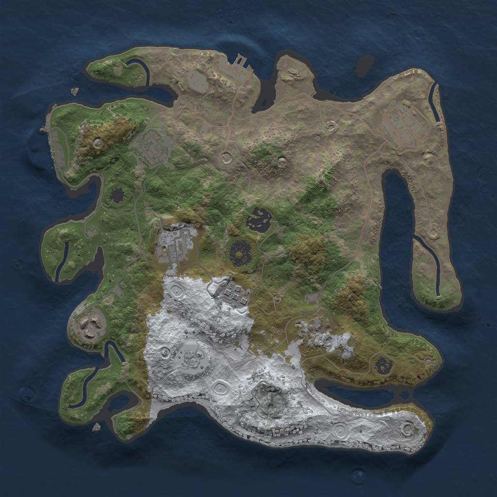 Rust Map: Procedural Map, Size: 3000, Seed: 386995627, 16 Monuments