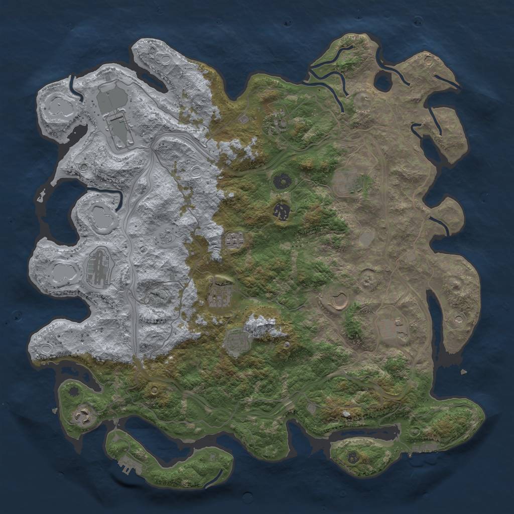 Rust Map: Procedural Map, Size: 4500, Seed: 3796573, 18 Monuments