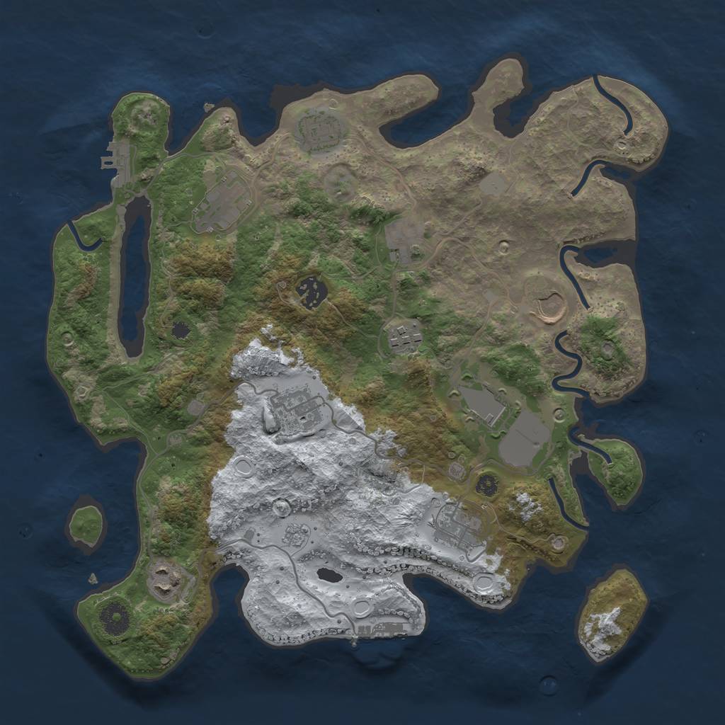 Rust Map: Procedural Map, Size: 3500, Seed: 409100654, 18 Monuments