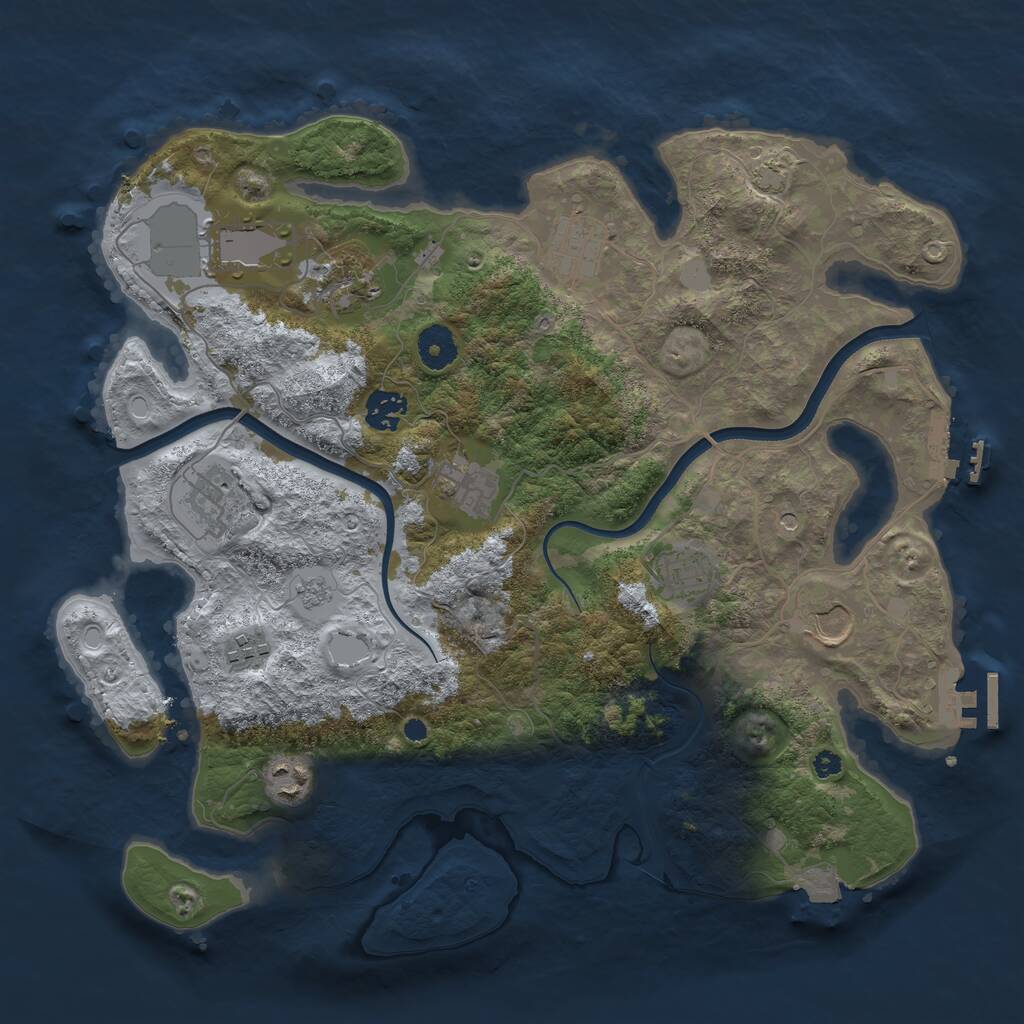 Rust Map: Procedural Map, Size: 3700, Seed: 891339511, 16 Monuments