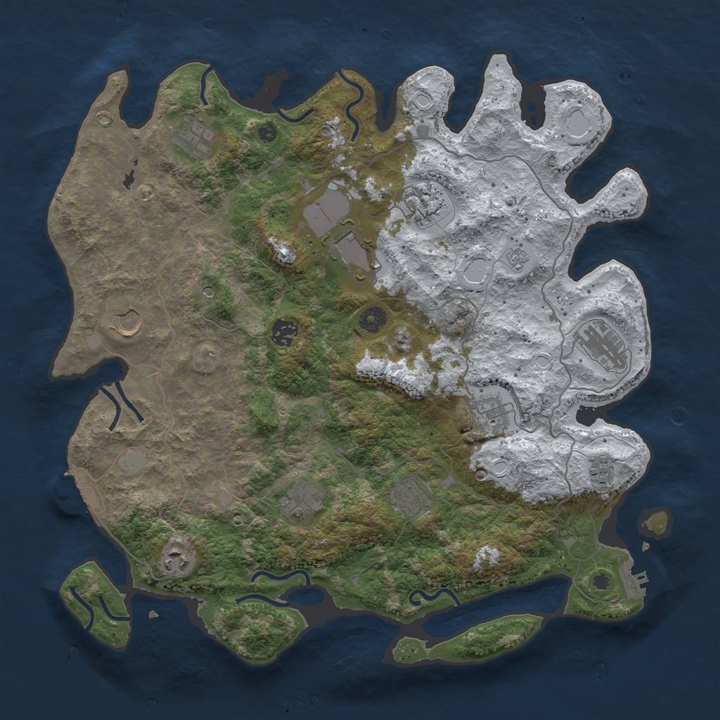 Rust Map: Procedural Map, Size: 4000, Seed: 1318419744, 20 Monuments