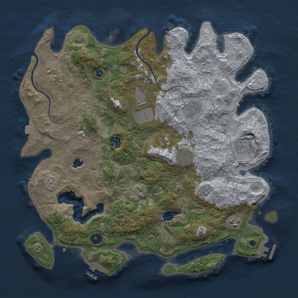 Rust Map: Procedural Map, Size: 4000, Seed: 1318419744, 14 Monuments