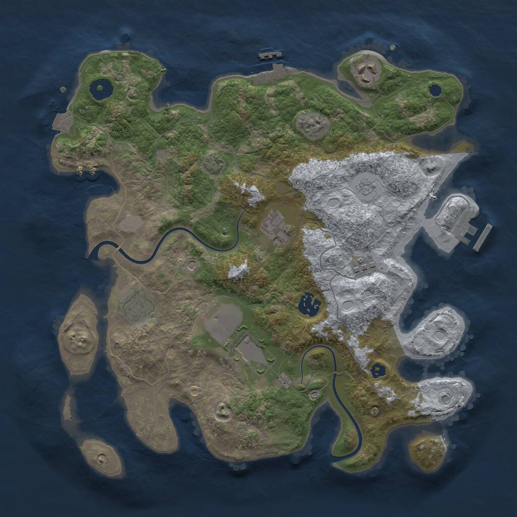 Rust Map: Procedural Map, Size: 3500, Seed: 70023539, 12 Monuments