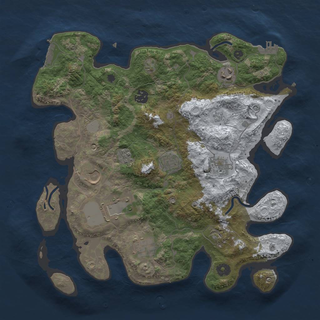 Rust Map: Procedural Map, Size: 3500, Seed: 70023539, 18 Monuments