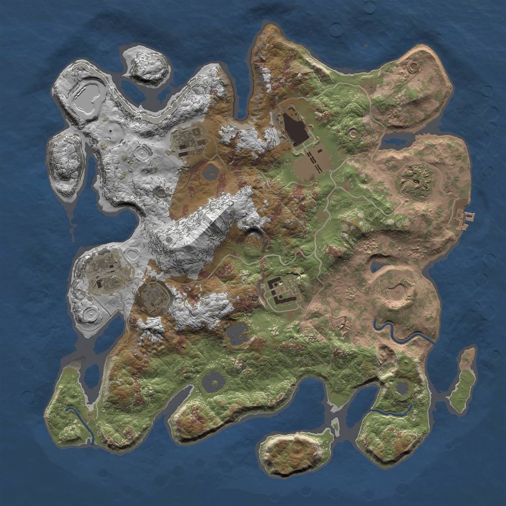 Rust Map: Procedural Map, Size: 3500, Seed: 12, 13 Monuments