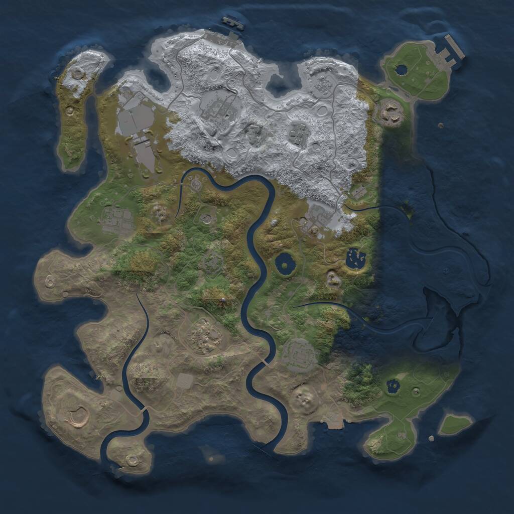 Rust Map: Procedural Map, Size: 3700, Seed: 2096814461, 16 Monuments