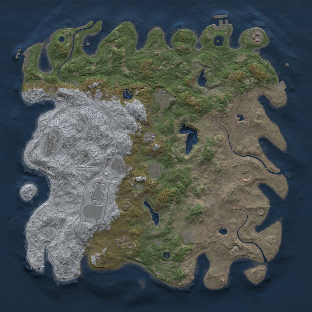 Rust Map: Procedural Map, Size: 4500, Seed: 1876265395, 17 Monuments