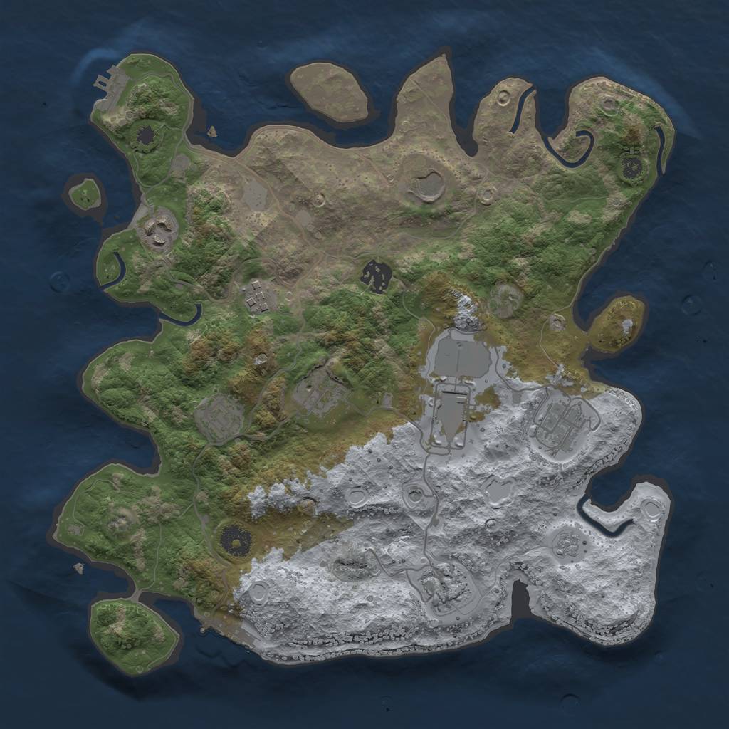 Rust Map: Procedural Map, Size: 3500, Seed: 1335322621, 18 Monuments