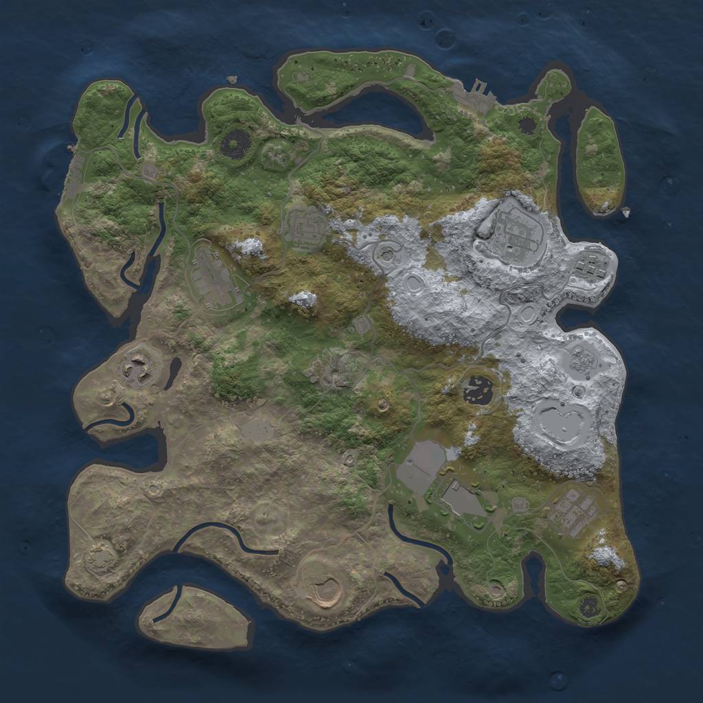 Rust Map: Procedural Map, Size: 3500, Seed: 689397690, 17 Monuments