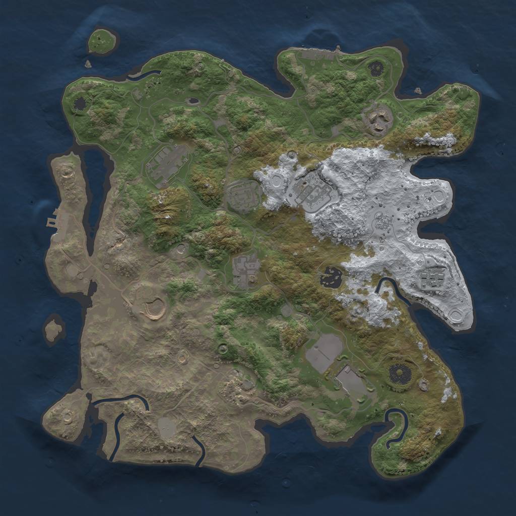 Rust Map: Procedural Map, Size: 3500, Seed: 696048, 19 Monuments