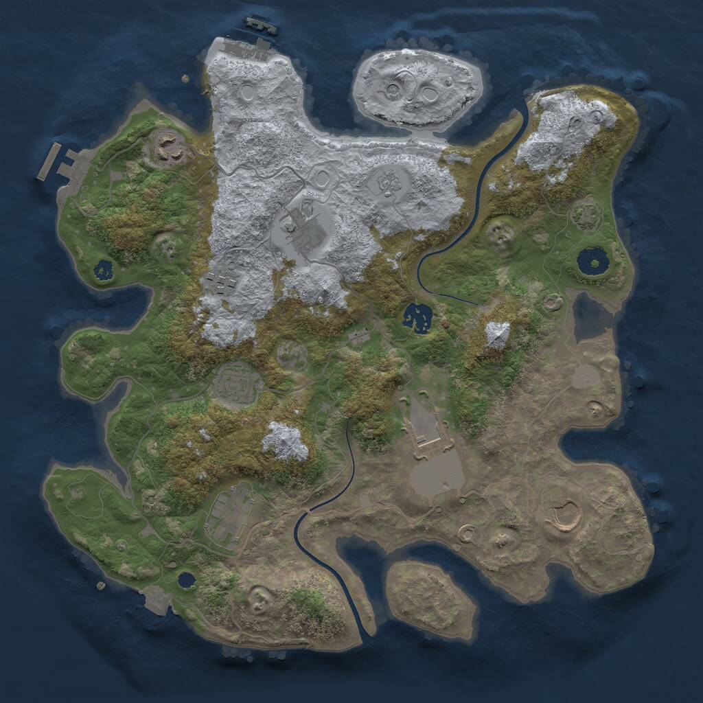 Rust Map: Procedural Map, Size: 3500, Seed: 626032464, 14 Monuments