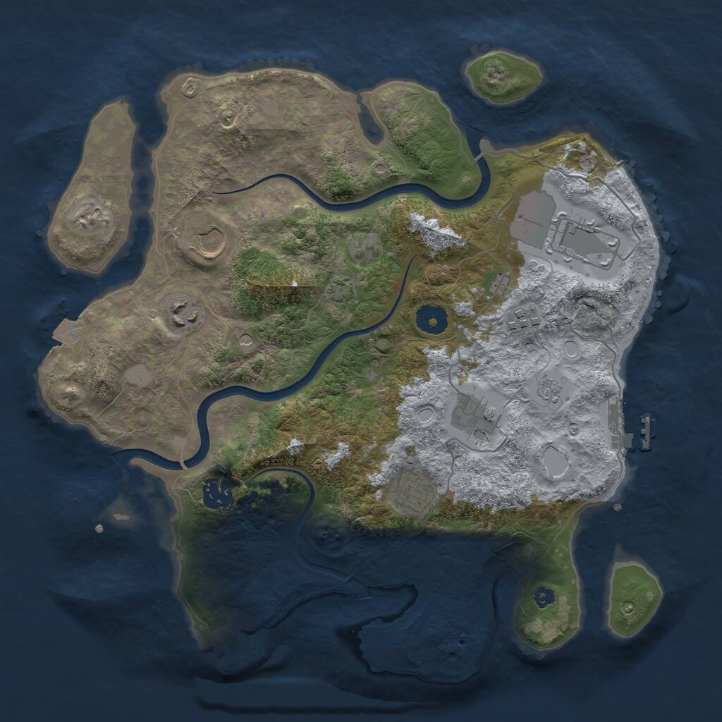 Rust Map: Procedural Map, Size: 3500, Seed: 919346143, 13 Monuments