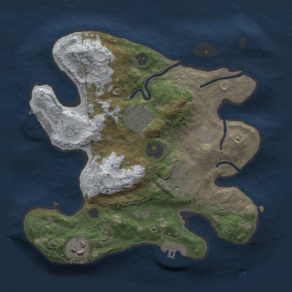 Rust Map: Procedural Map, Size: 2500, Seed: 1441133105, 11 Monuments
