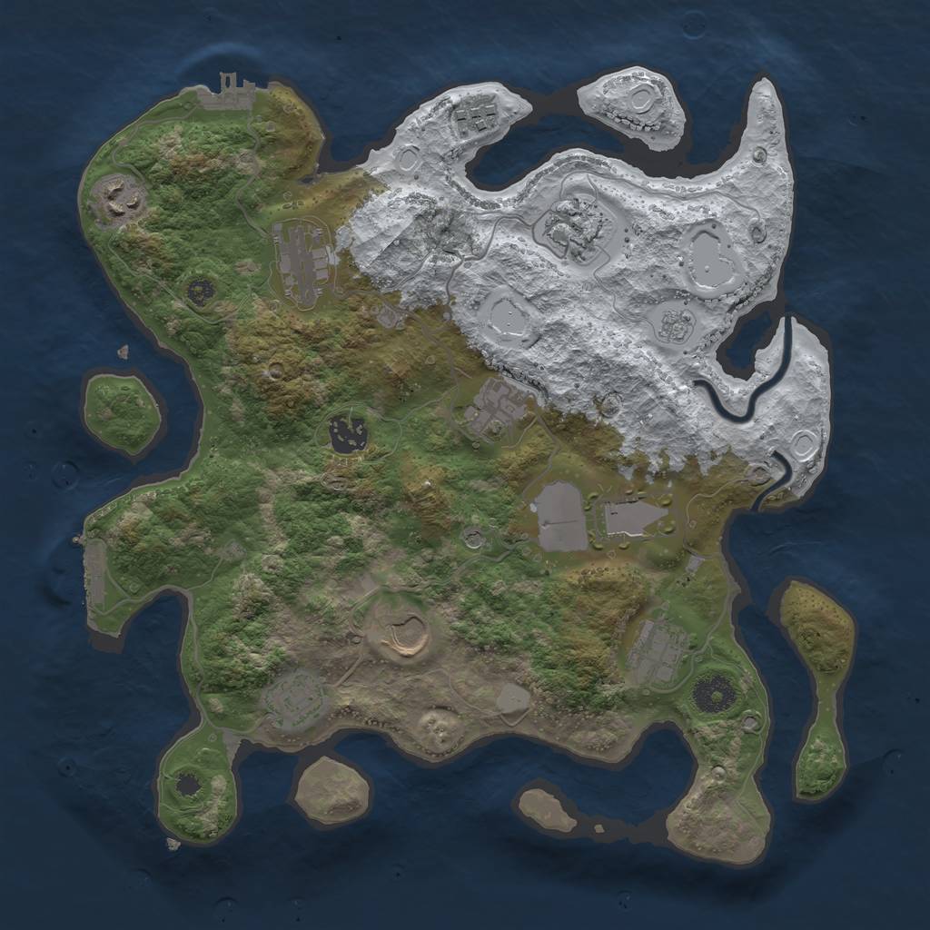 Rust Map: Procedural Map, Size: 3500, Seed: 1340804313, 19 Monuments