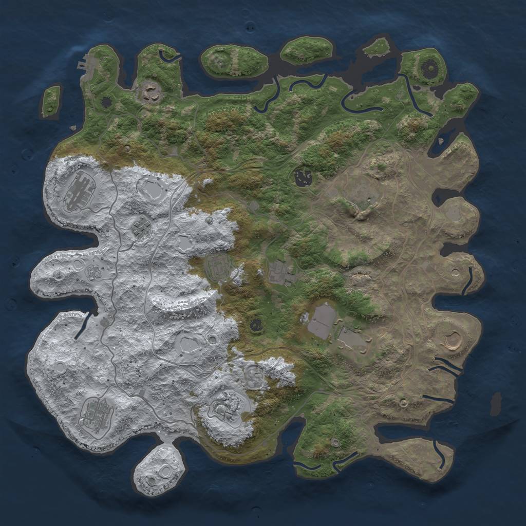 Rust Map: Procedural Map, Size: 4250, Seed: 184122604, 19 Monuments