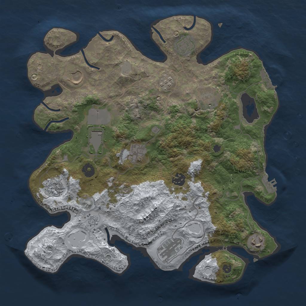 Rust Map: Procedural Map, Size: 3500, Seed: 1582538660, 19 Monuments