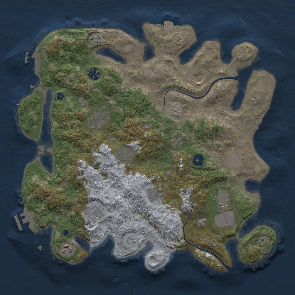 Rust Map: Procedural Map, Size: 3800, Seed: 1209336745, 17 Monuments