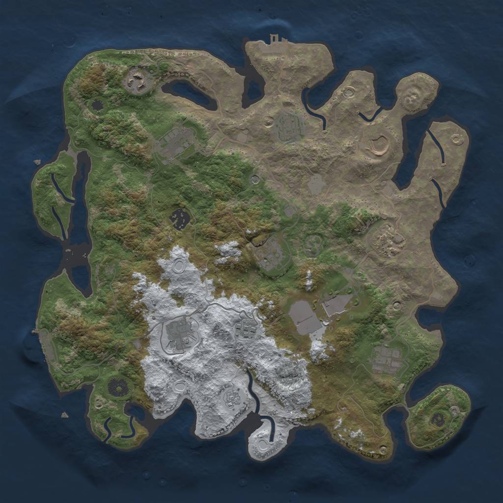 Rust Map: Procedural Map, Size: 3800, Seed: 1209336745, 20 Monuments