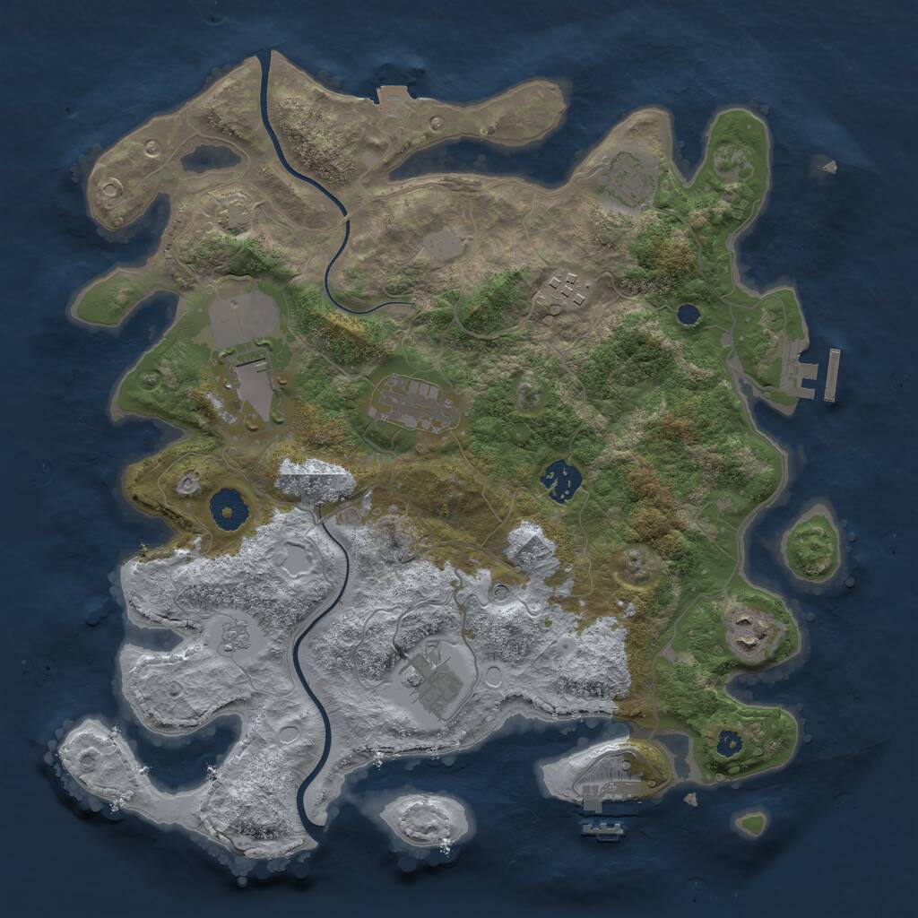 Rust Map: Procedural Map, Size: 3500, Seed: 79279988, 13 Monuments