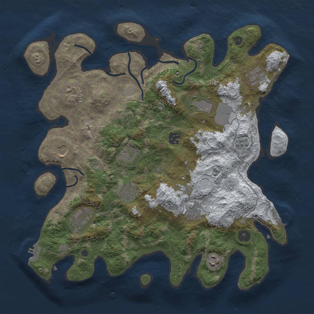 Rust Map: Procedural Map, Size: 3850, Seed: 380978587, 20 Monuments