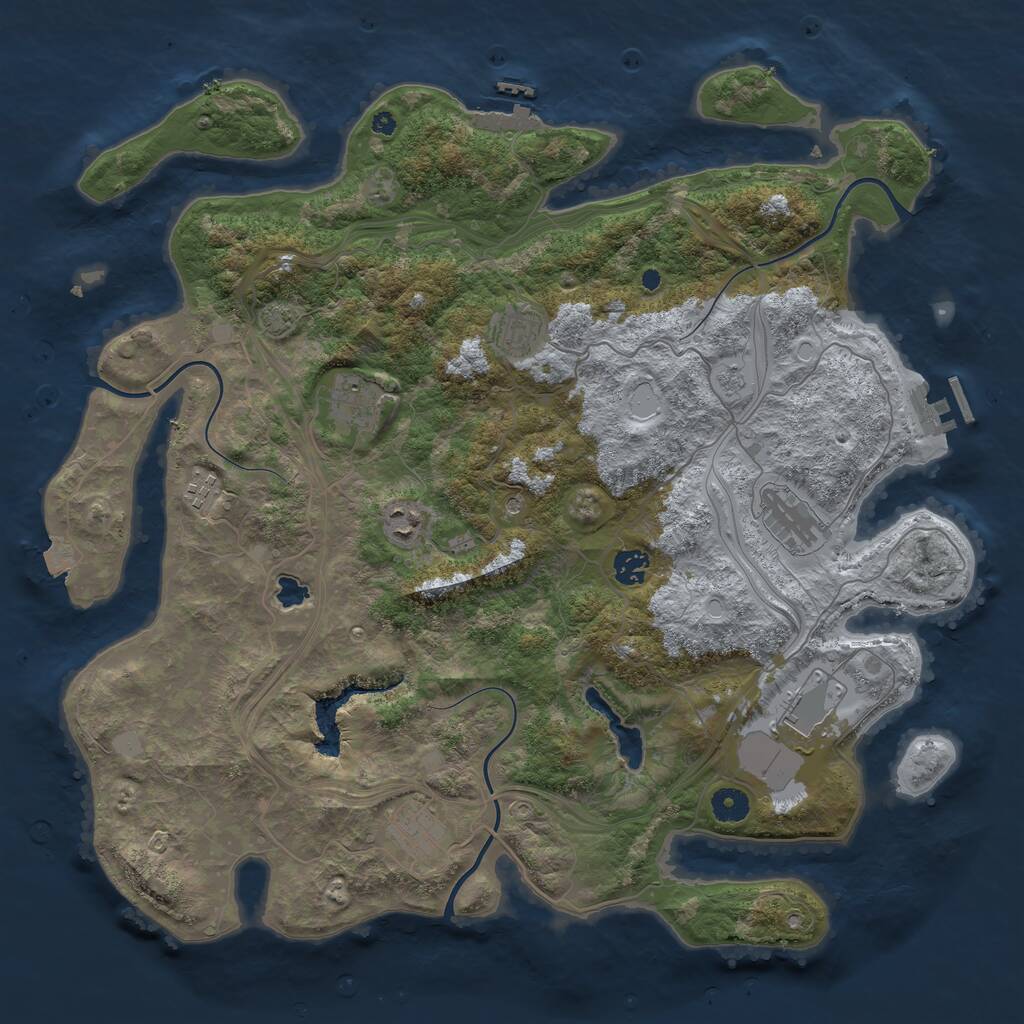 Rust Map: Procedural Map, Size: 4250, Seed: 467439564, 14 Monuments