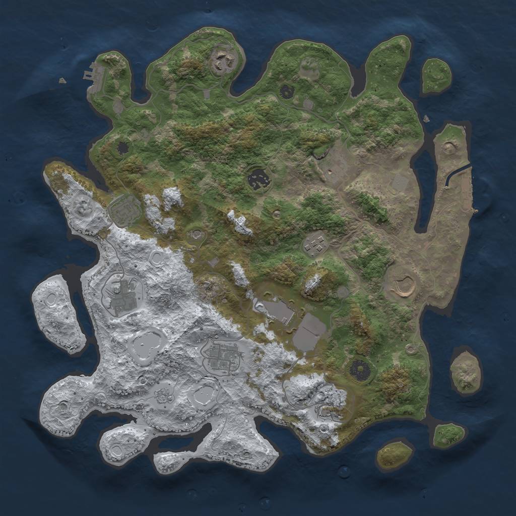 Rust Map: Procedural Map, Size: 3700, Seed: 535666973, 19 Monuments