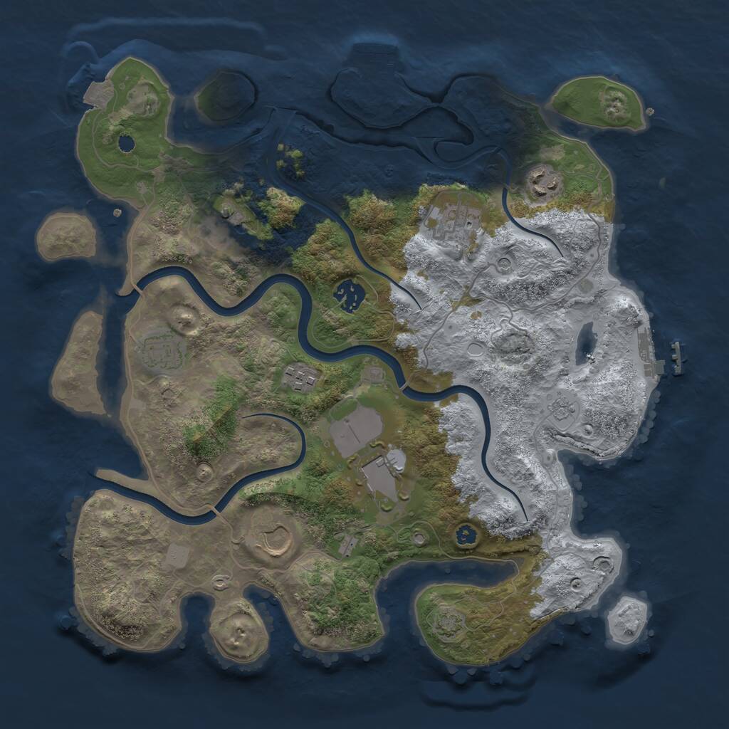Rust Map: Procedural Map, Size: 3600, Seed: 1970618257, 14 Monuments