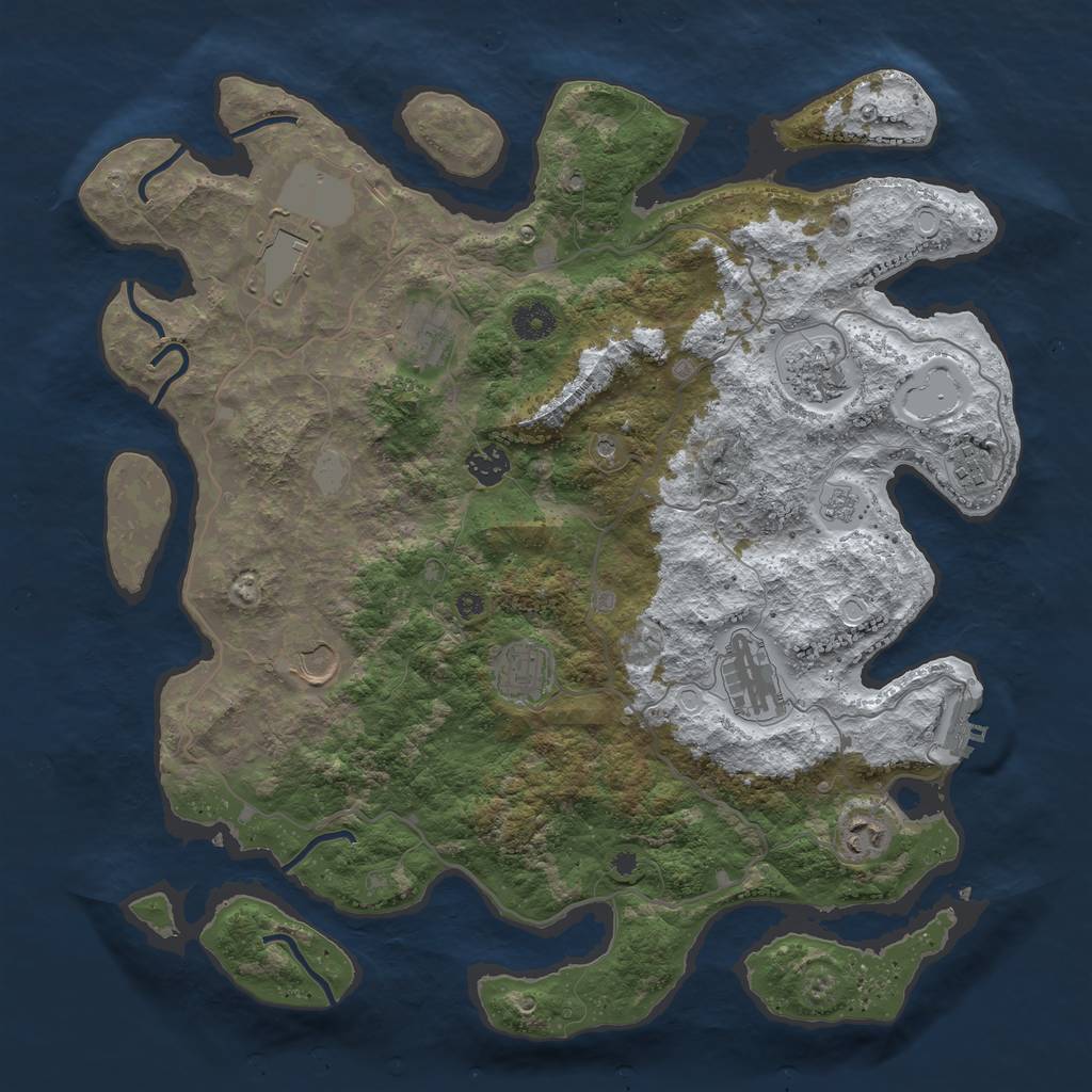 Rust Map: Procedural Map, Size: 4000, Seed: 76667, 17 Monuments