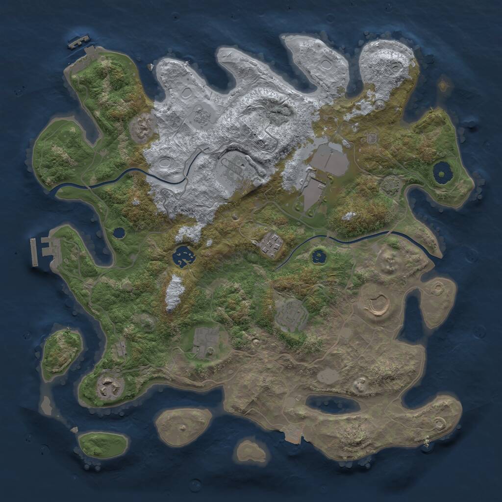 Rust Map: Procedural Map, Size: 3600, Seed: 85445, 13 Monuments