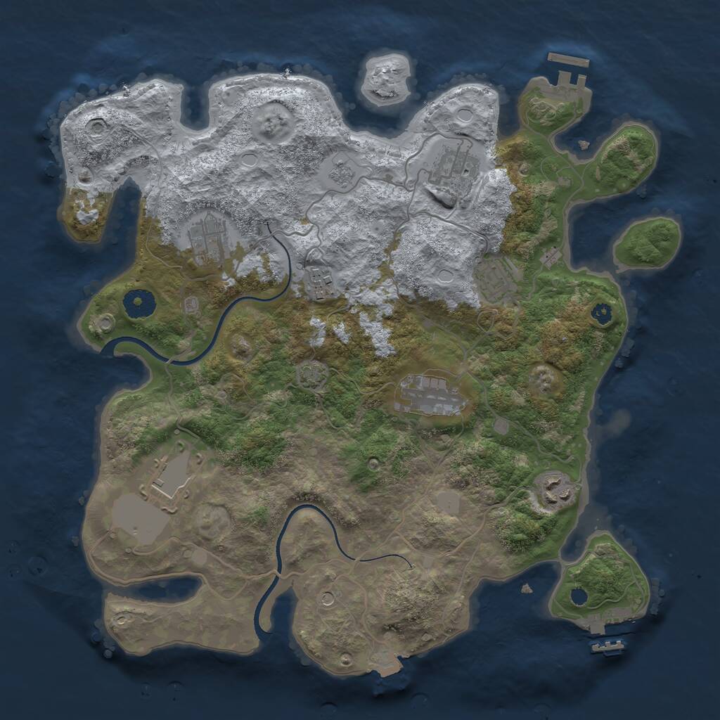 Rust Map: Procedural Map, Size: 3500, Seed: 762701057, 13 Monuments