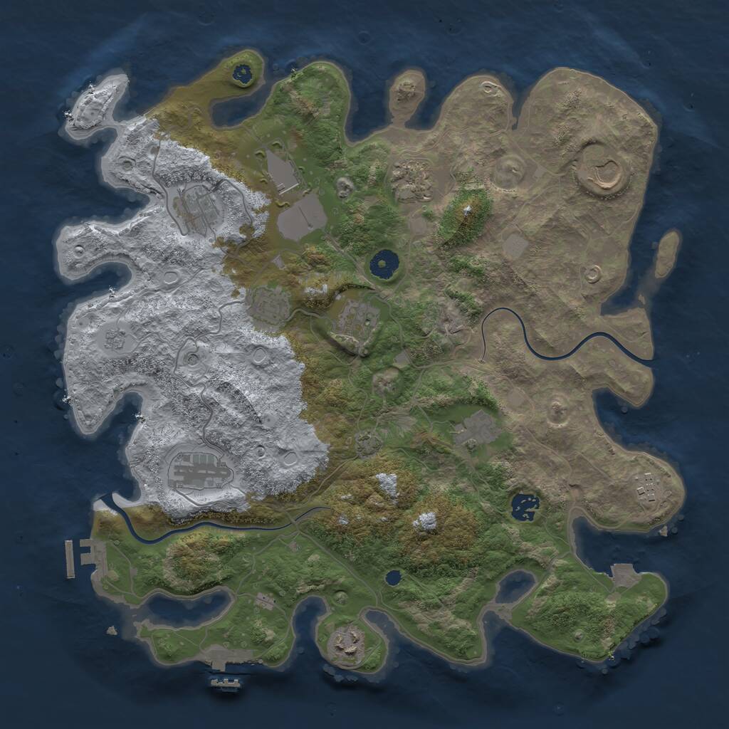 Rust Map: Procedural Map, Size: 3850, Seed: 853281427, 17 Monuments