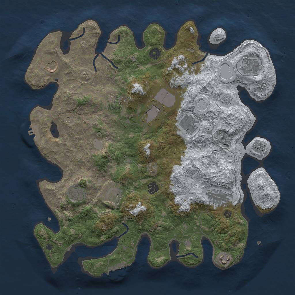 Rust Map: Procedural Map, Size: 3850, Seed: 857027761, 20 Monuments