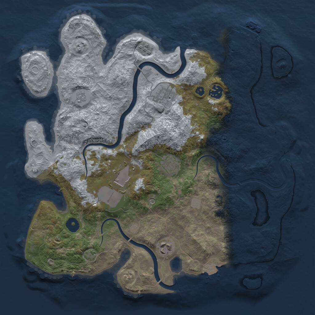 Rust Map: Procedural Map, Size: 3500, Seed: 1941352465, 12 Monuments