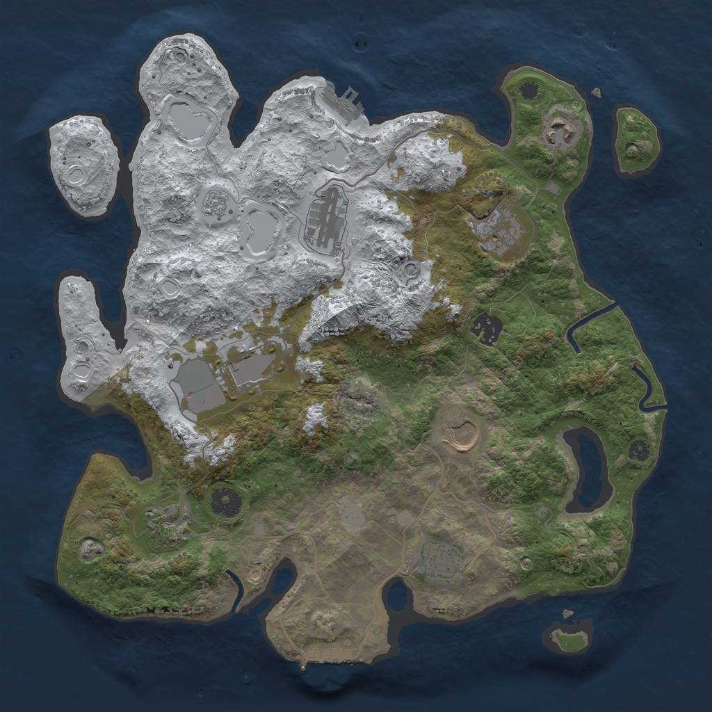 Rust Map: Procedural Map, Size: 3500, Seed: 1941352465, 17 Monuments