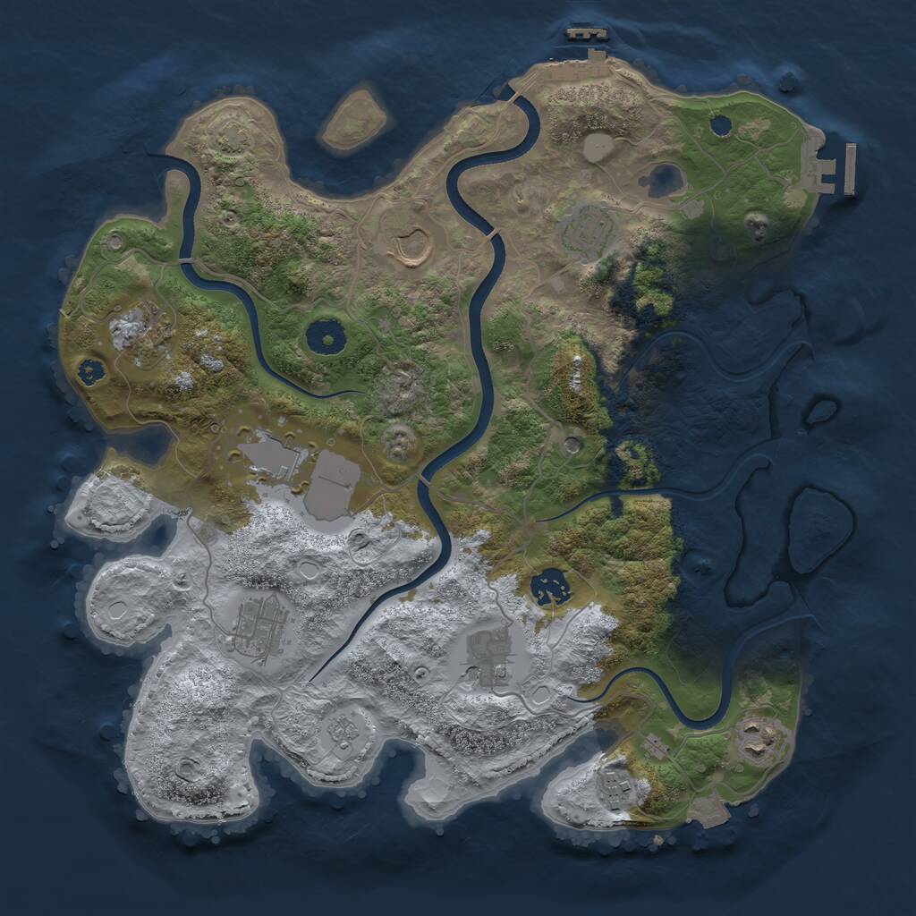 Rust Map: Procedural Map, Size: 3600, Seed: 3950721, 15 Monuments