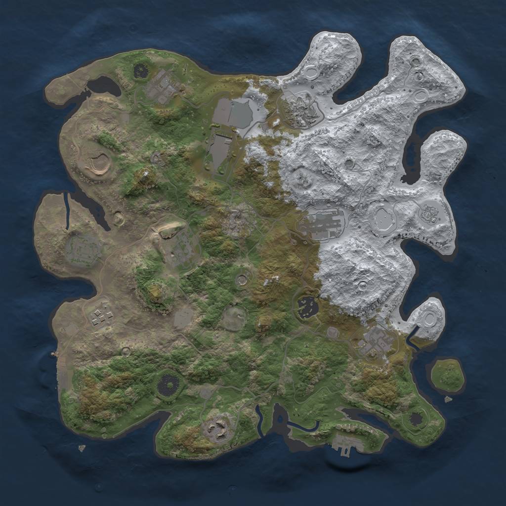Rust Map: Procedural Map, Size: 3500, Seed: 2099142196, 20 Monuments