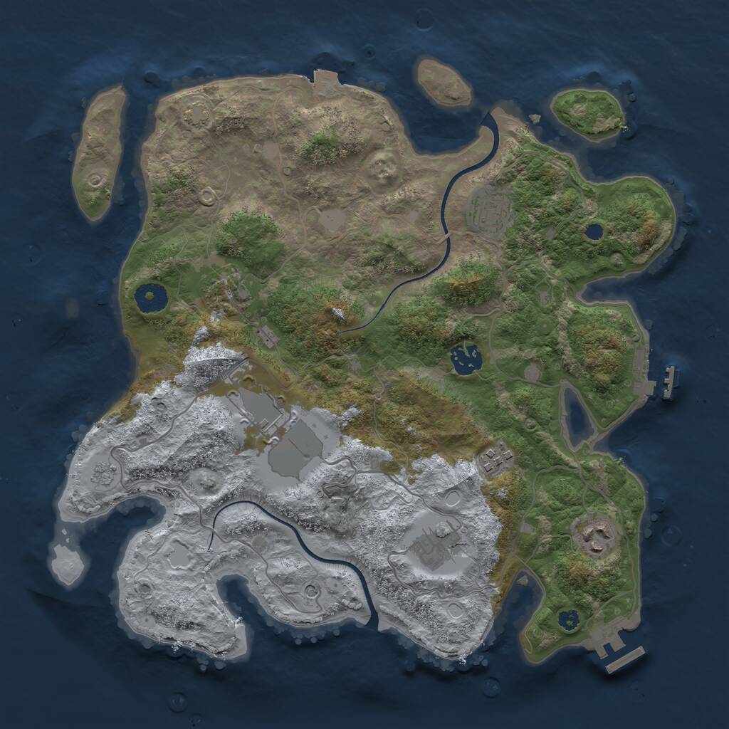 Rust Map: Procedural Map, Size: 3500, Seed: 1863861500, 13 Monuments