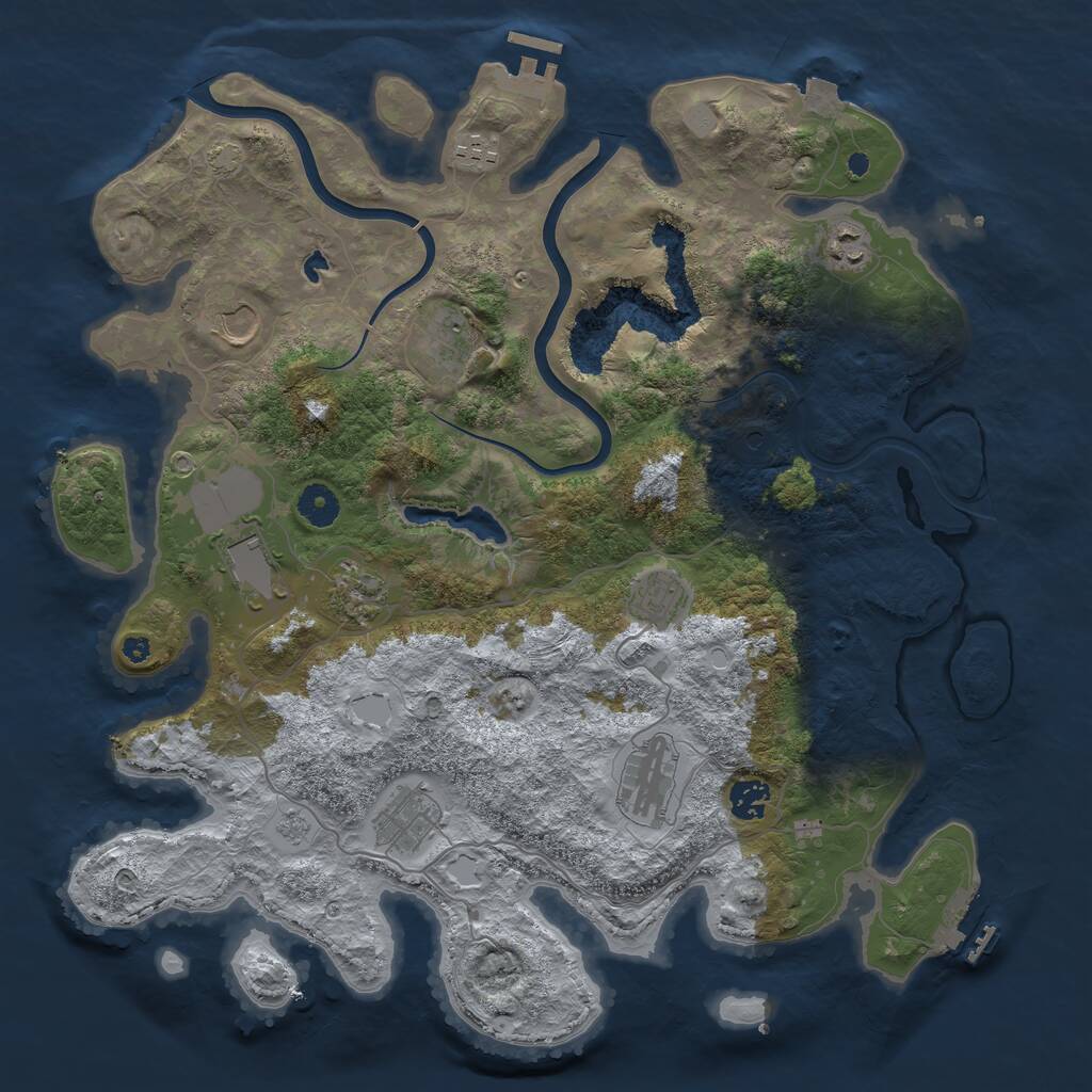 Rust Map: Procedural Map, Size: 4000, Seed: 252128, 16 Monuments