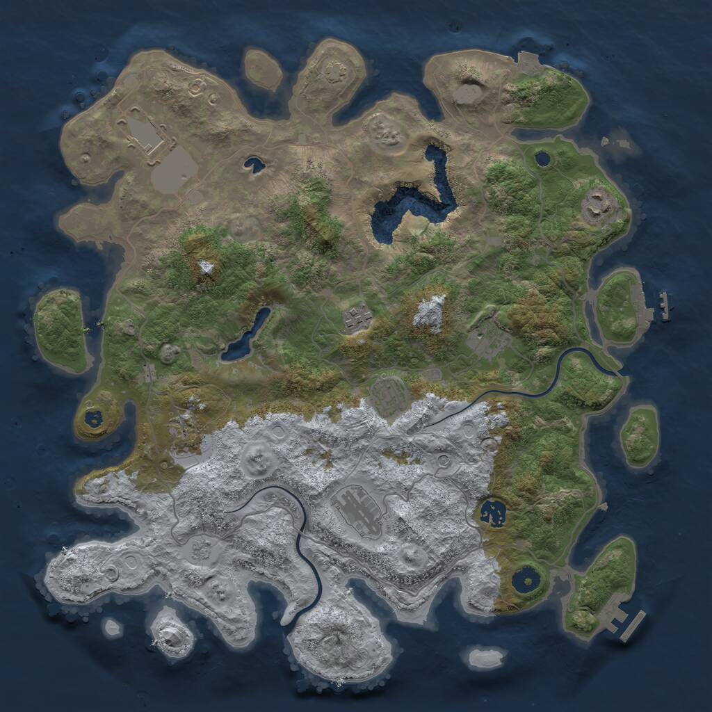 Rust Map: Procedural Map, Size: 4000, Seed: 252128, 14 Monuments